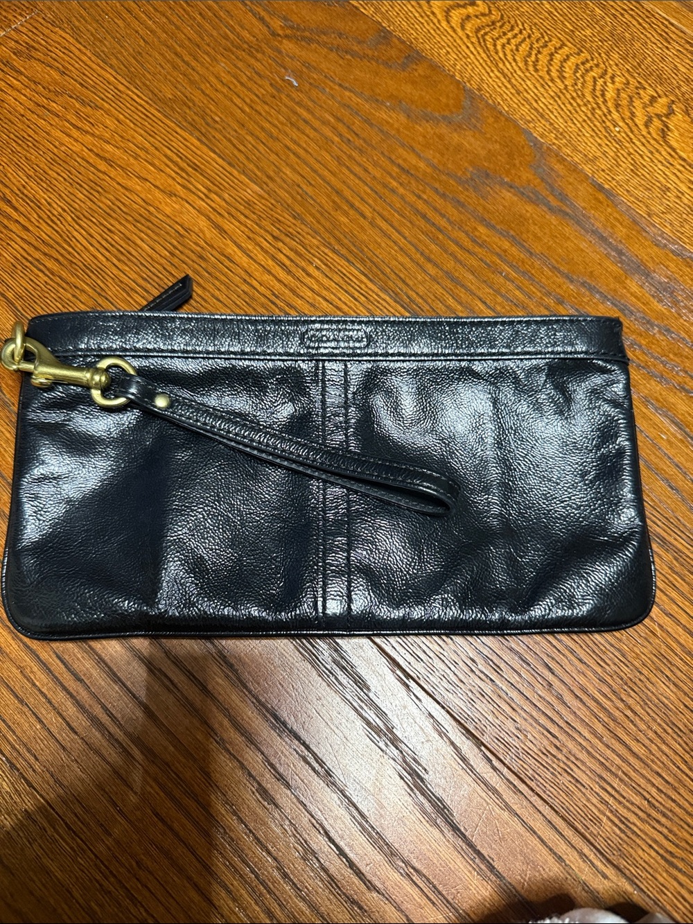 Coach Black Leather Wristlet Pouch